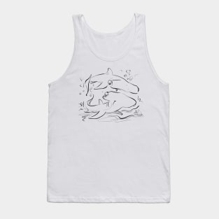 Happy Hammerhead Shark Couple Tank Top